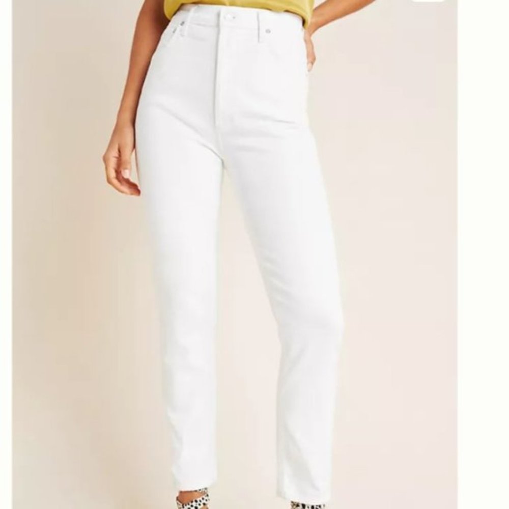 AGOLDE Nico Ultra High-Rise Slim Jeans in white, size 25